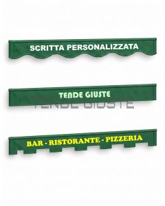 Scritta su mantovana tenda da sole personalizzata – Applicazione termoadesiva