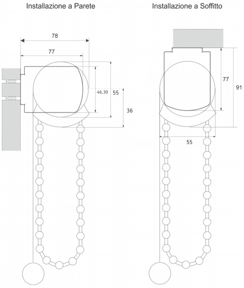 Ingombro tenda a rullo con rullo Ø 43 mm